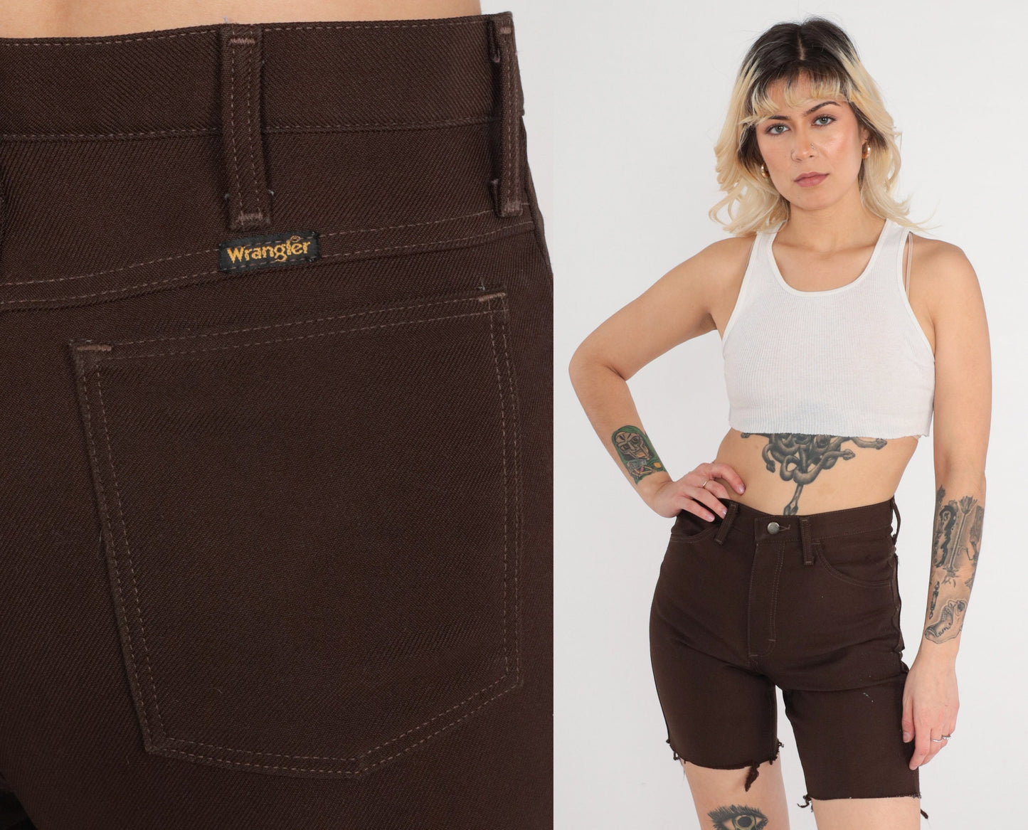 80s Wrangler Chocolate Brown High-Rise Cutoff Shorts Small