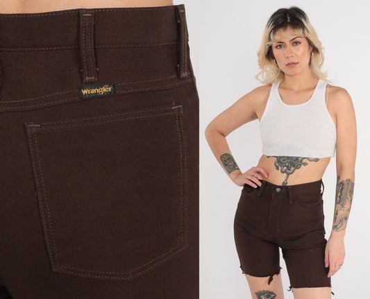 80s Wrangler Chocolate Brown High-Rise Cutoff Shorts Small