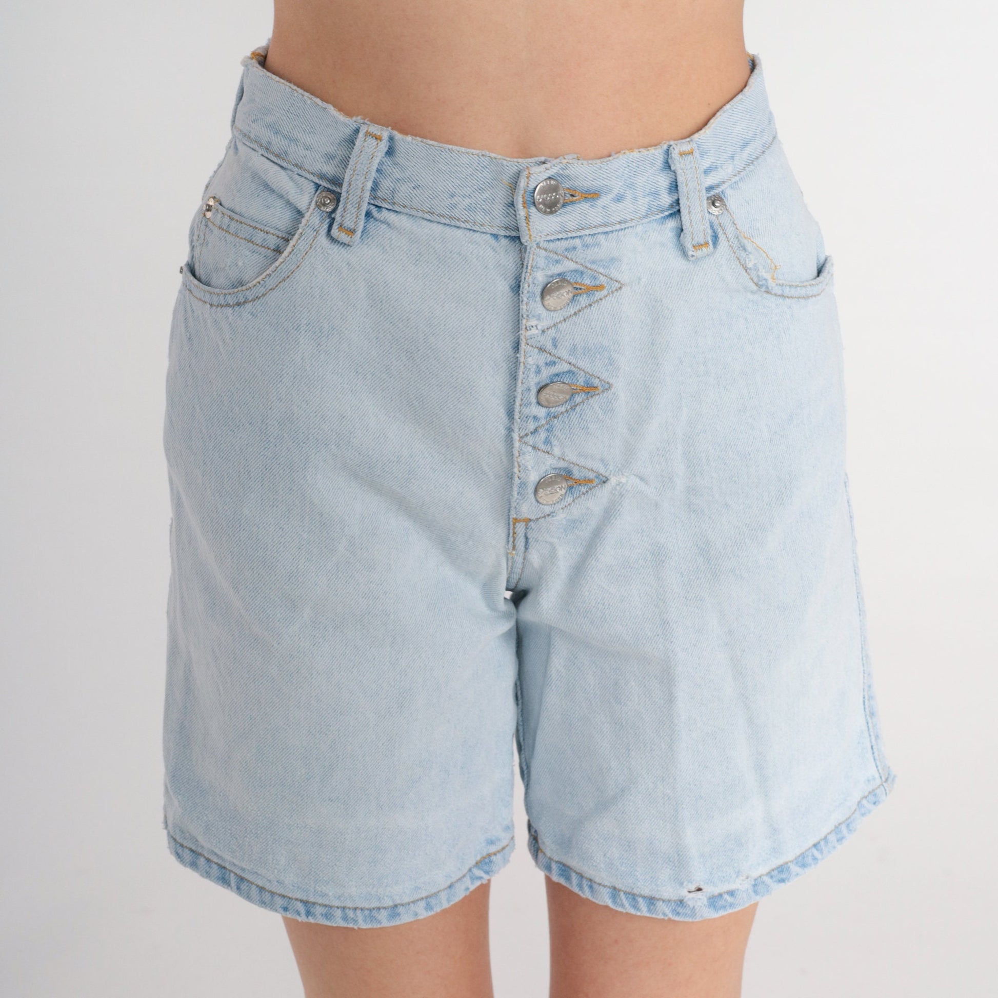 Sasson 90s Blue Denim Shorts High Waisted Button Fly Extra Small XS