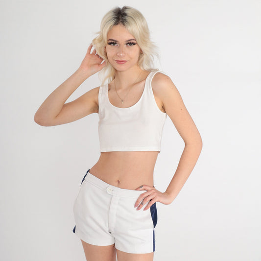 80s Bogner Tennis Shorts White Navy Striped Athletic Extra Small