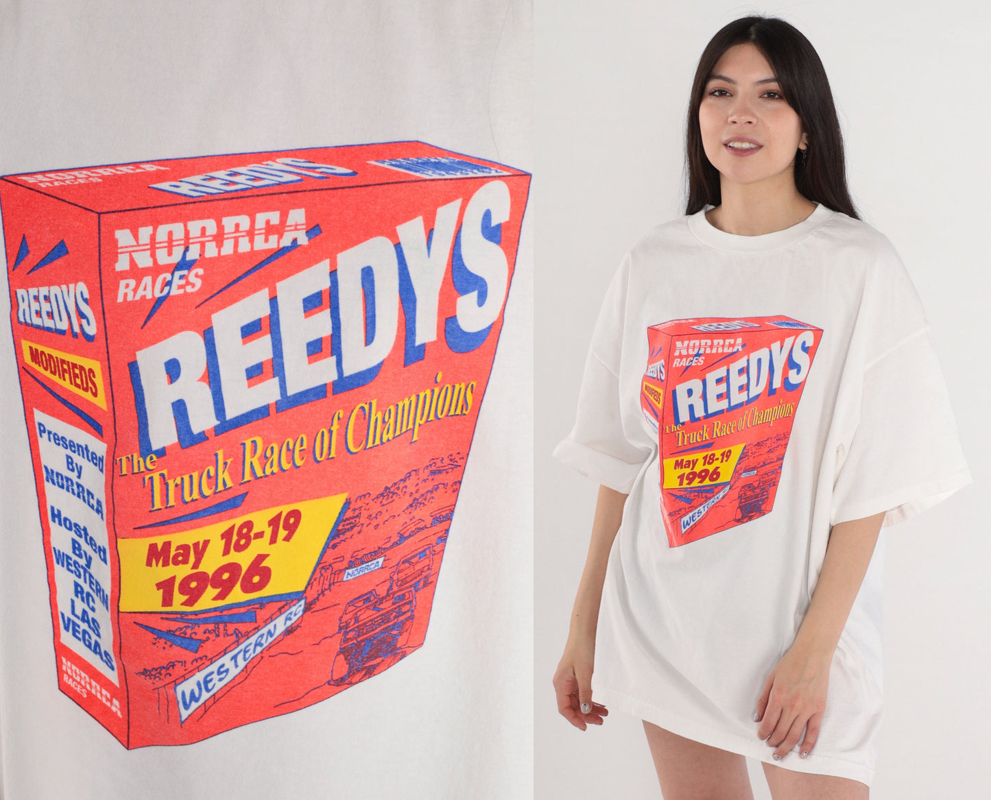 1996 Reedy's Truck Race Graphic T-Shirt Las Vegas White Cotton XXL