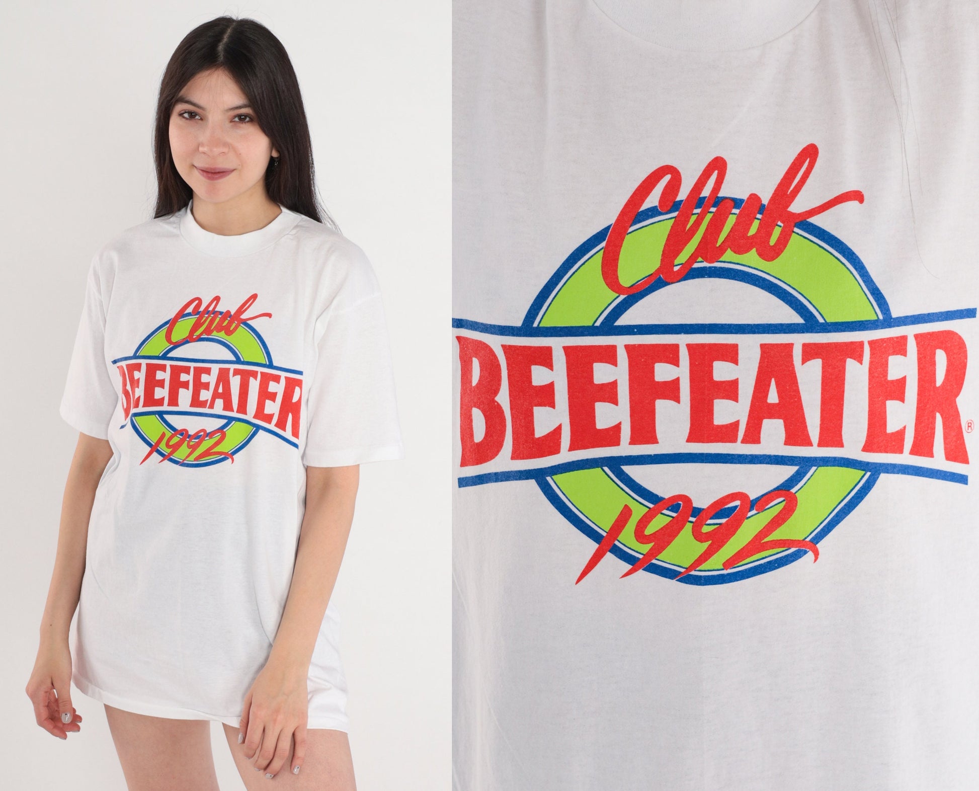 90s Beefeater Gin Club Graphic T-Shirt White Single Stitch Large