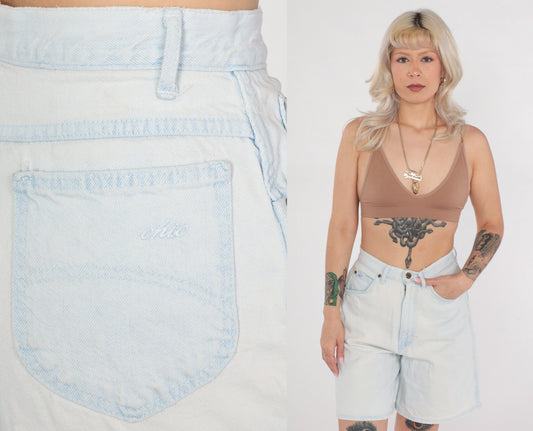 90s Light Wash Denim Shorts High Rise Stone Wash Jean Shorts Small
