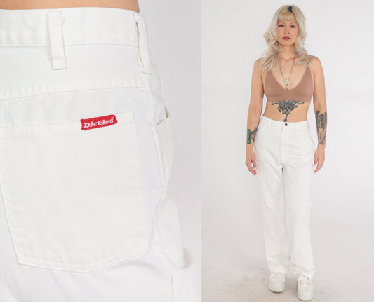 Dickies White Denim High Rise Straight Leg Jeans 00s Workwear Extra Large