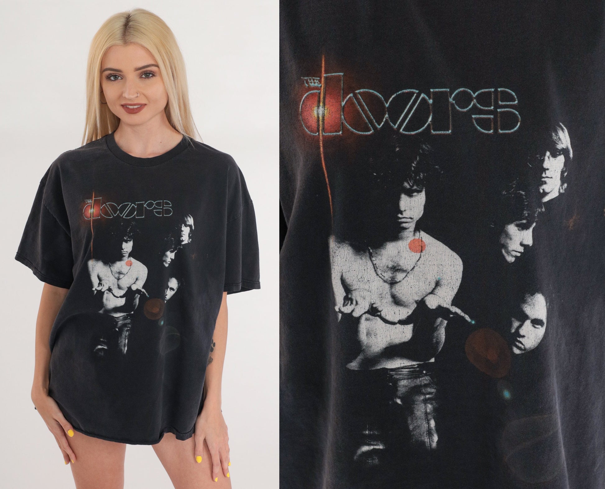 90s The Doors Jim Morrison Graphic T-Shirt Black Cotton XL