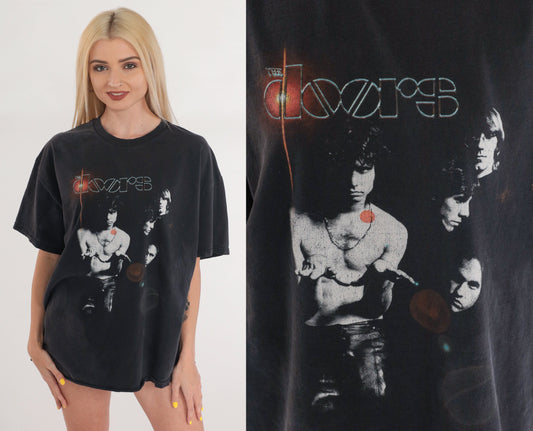 90s The Doors Jim Morrison Graphic T-Shirt Black Cotton XL