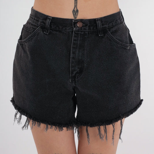90s Gitano Black Denim Cut-Off Shorts High-Waisted Medium
