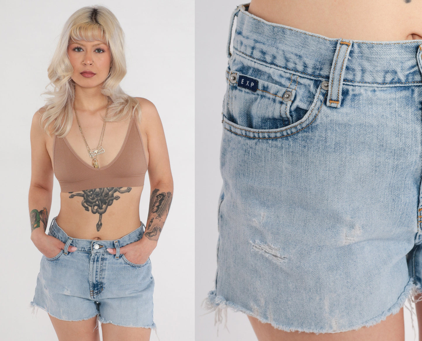 Y2K Express Blues Jean Shorts Mid Rise Denim Cutoff Medium 9