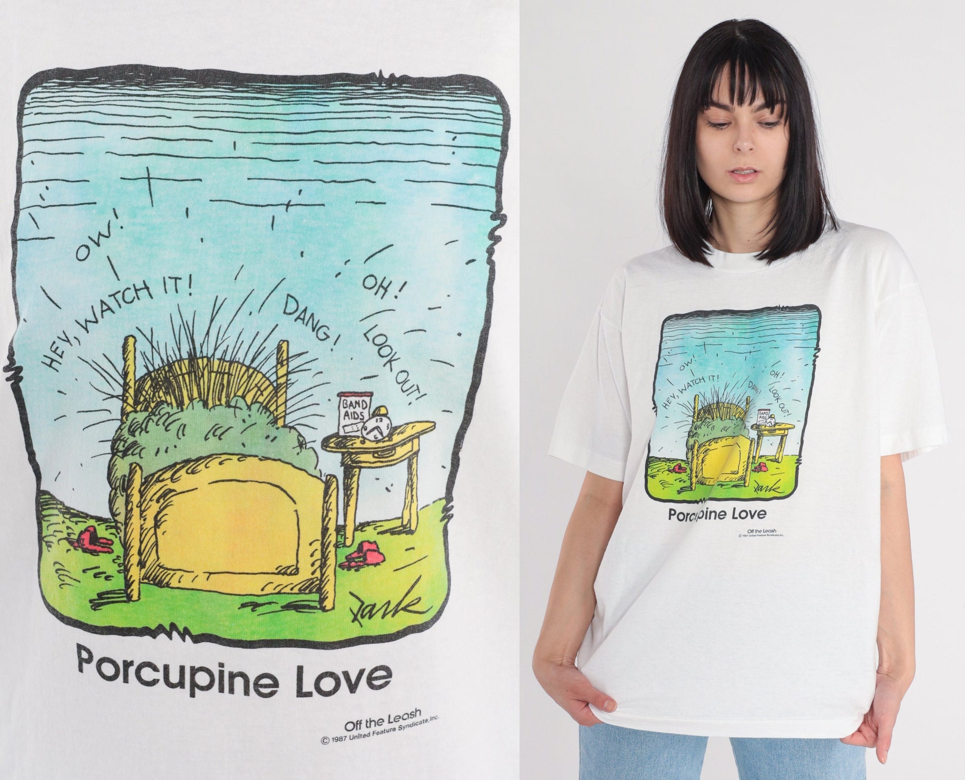 80s Off the Leash Porcupine Love Graphic T-Shirt Cotton Single Stitch XL