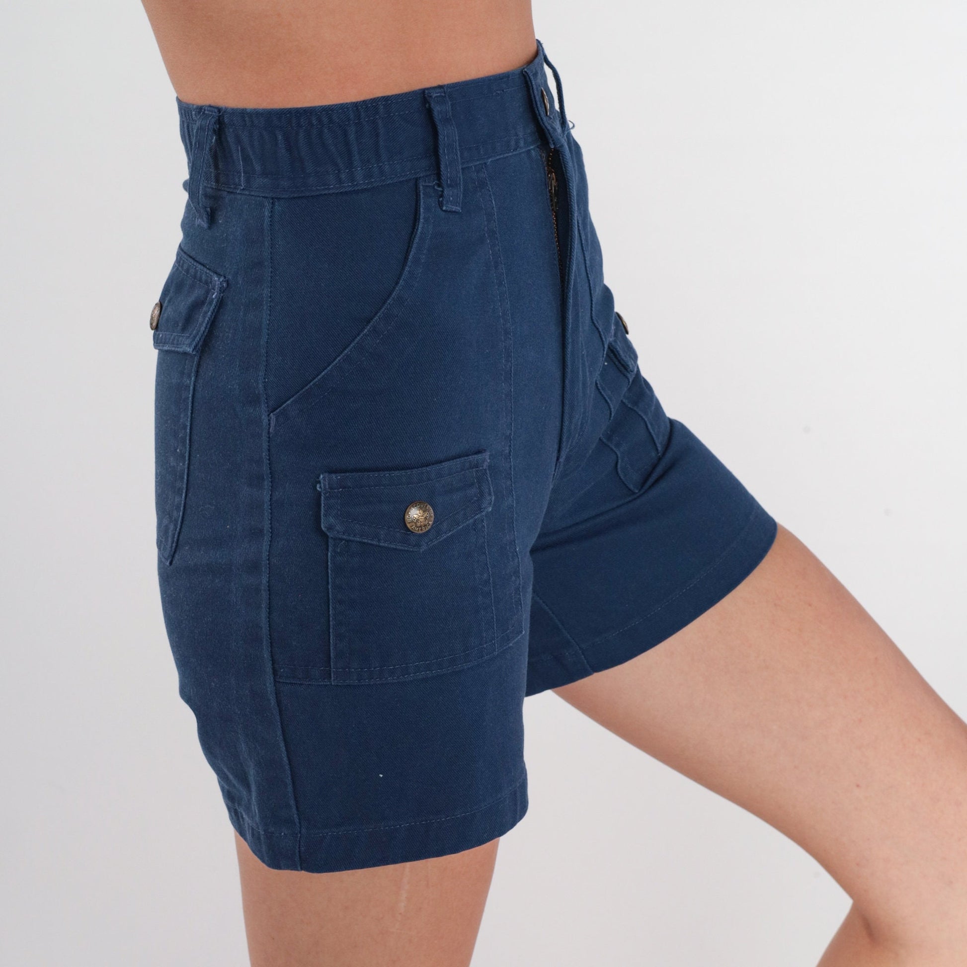 80s Boy Scouts of America Navy Cargo Shorts High Rise XXS
