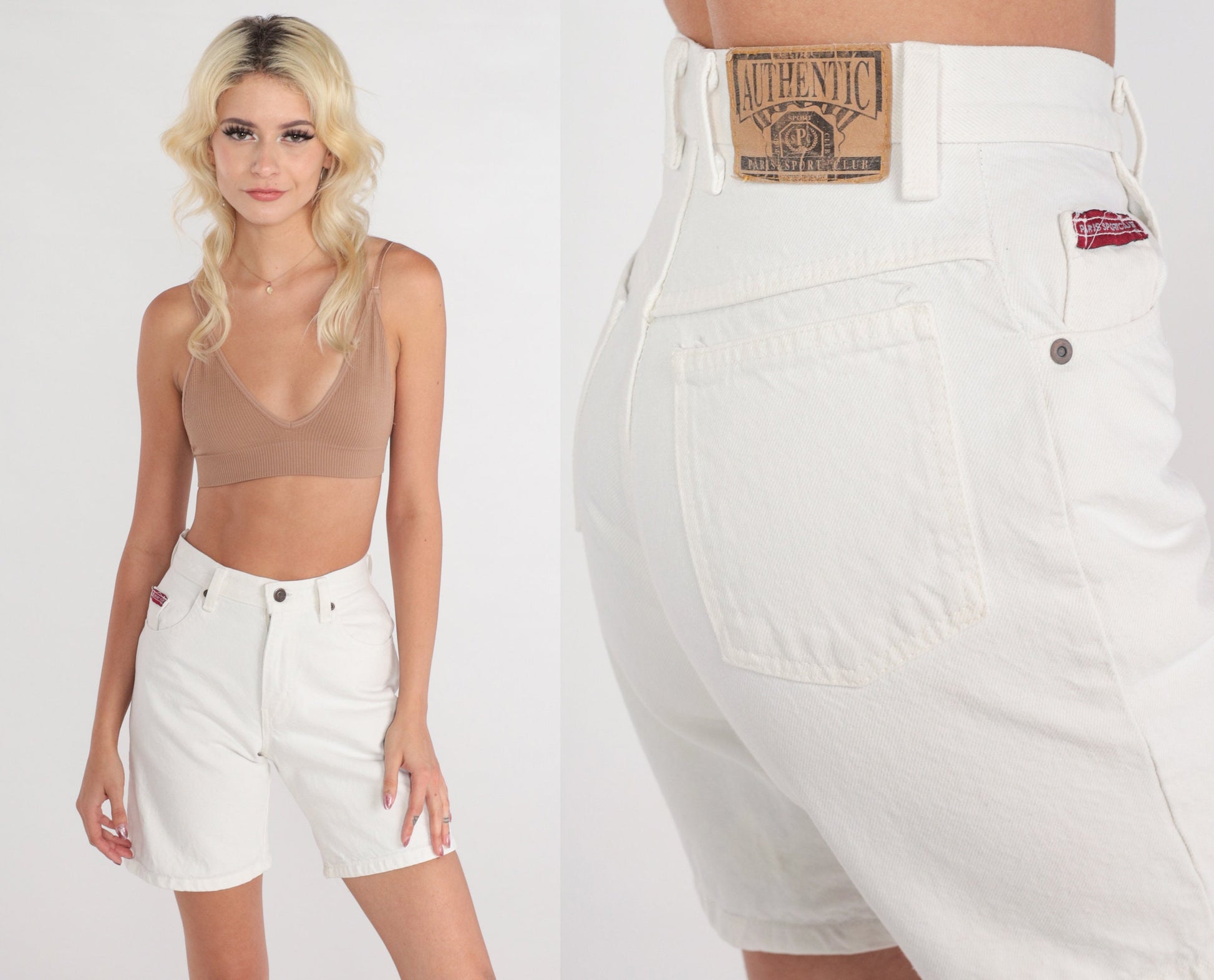 90s White Denim Shorts High Waist Cotton Jean Shorts XXS