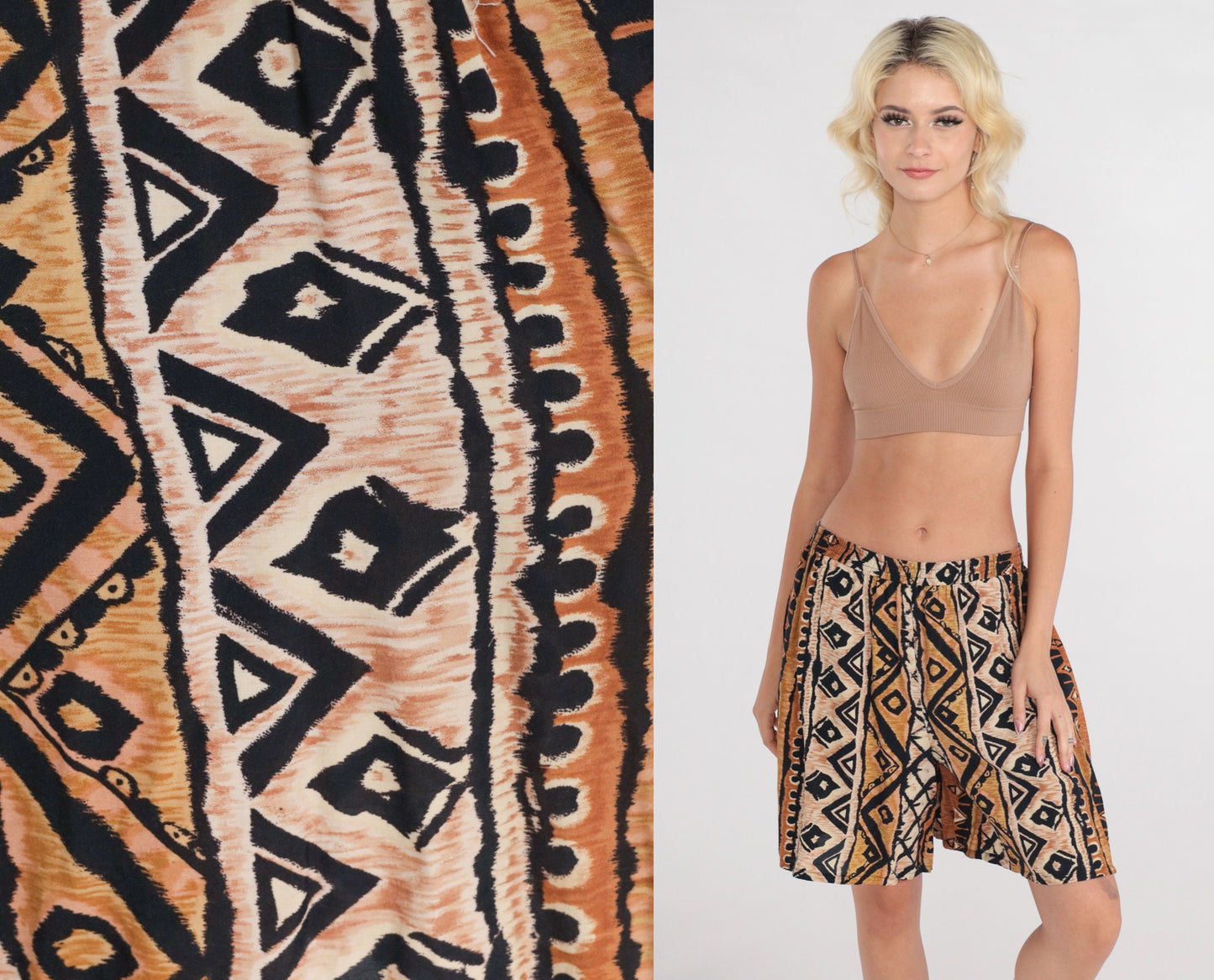90s Gantos Geometric Abstract Shorts High Waist Wide Leg Small