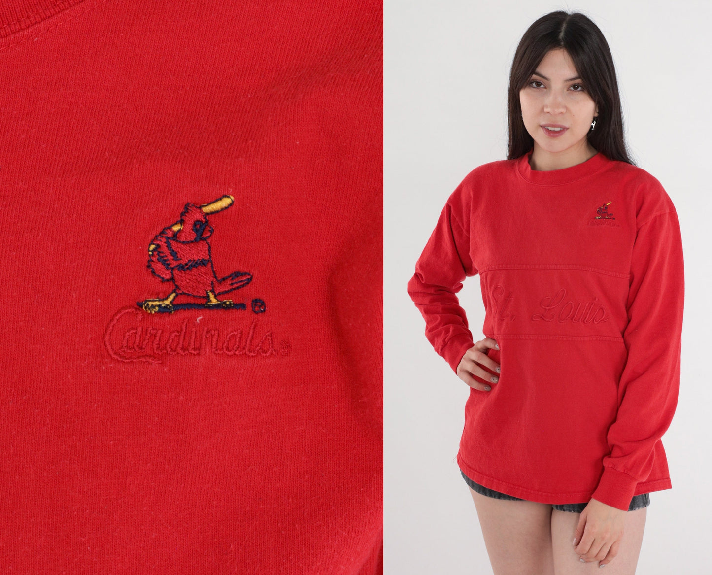 90s St Louis Cardinals Baseball T-Shirt Red Graphic Tee Small