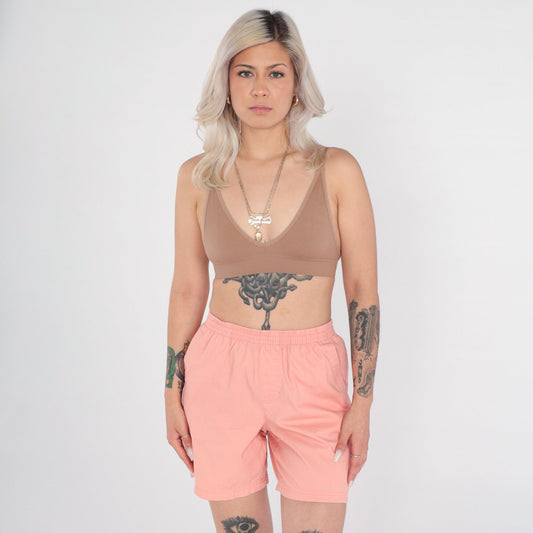 00s Pink Cotton High-Waist Shorts Elastic Waist Small S