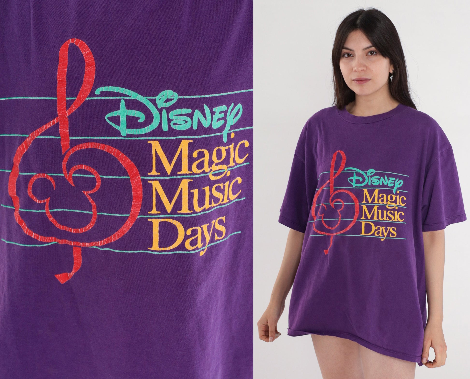 90s Disney Magic Music Days T Shirt Purple Graphic Cotton Extra Large XL