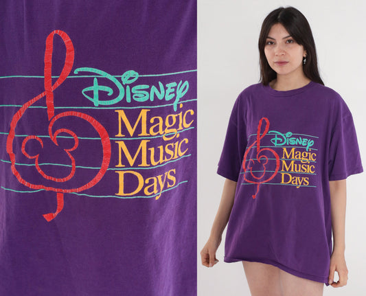 90s Disney Magic Music Days T Shirt Purple Graphic Cotton Extra Large XL