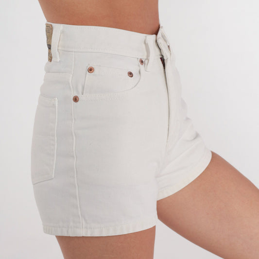 90s Jordache White Denim Shorts High Waist Vintage Jean Shorts XXS