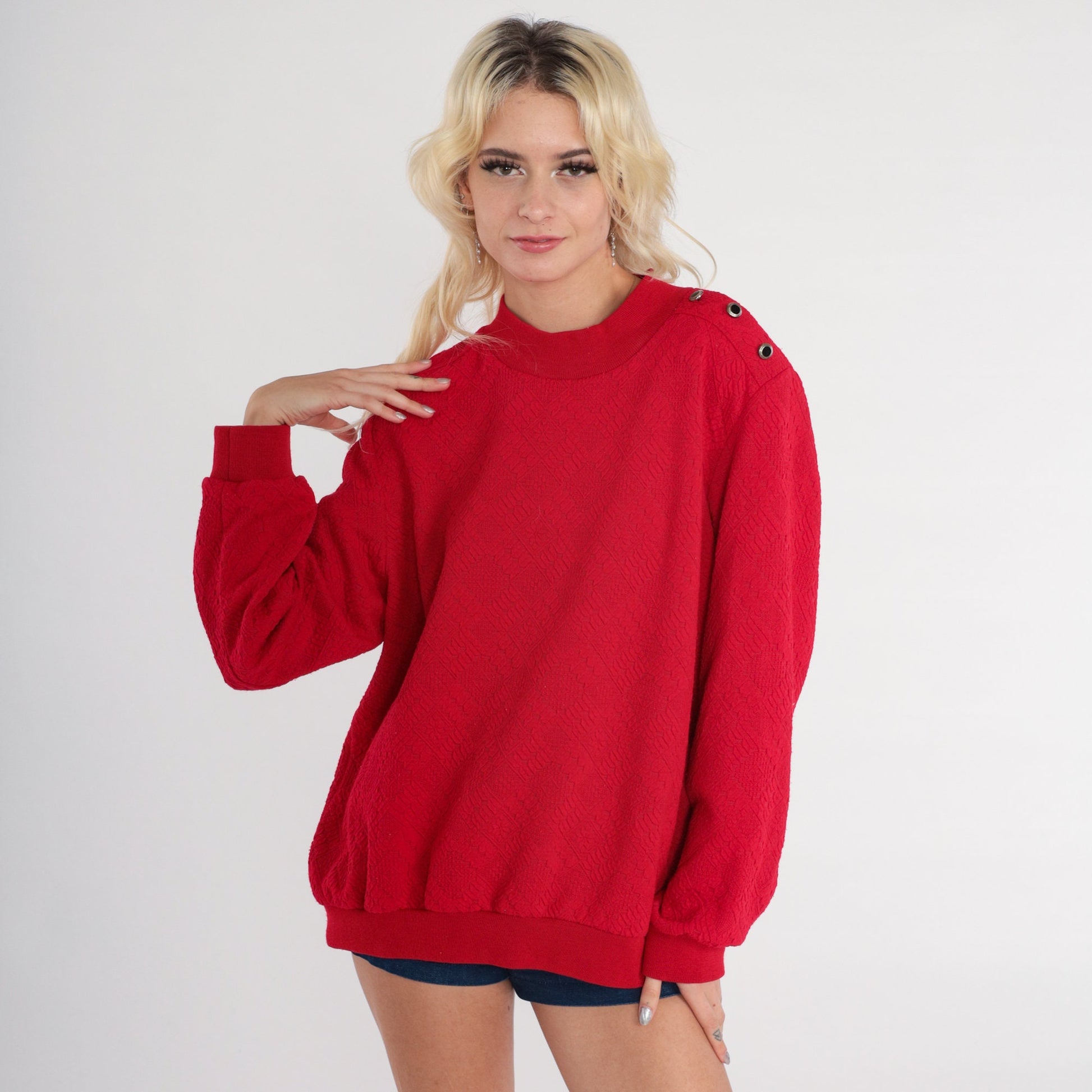 90s Alfred Dunner Nordic Snowflake Sweatshirt Red Fair Isle Pullover 1X