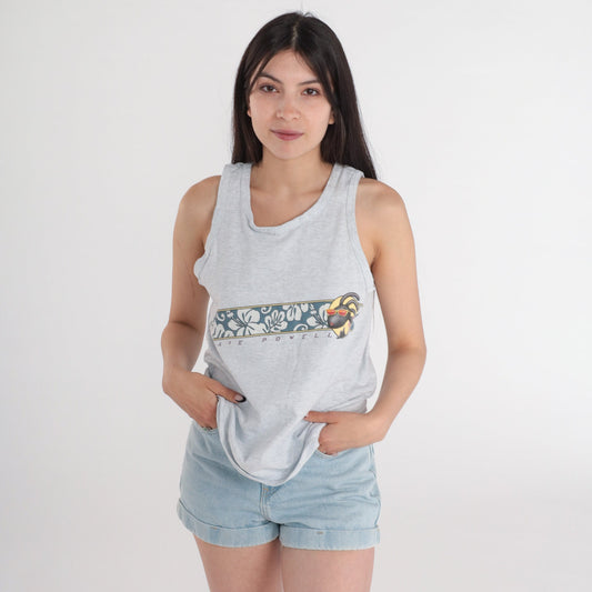 90s Lake Powell Fish Graphic Tank Top Heather Grey Small