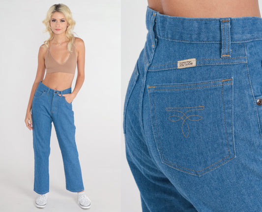 80s Sheplers High Rise Boot Cut Jeans Blue Denim Small S