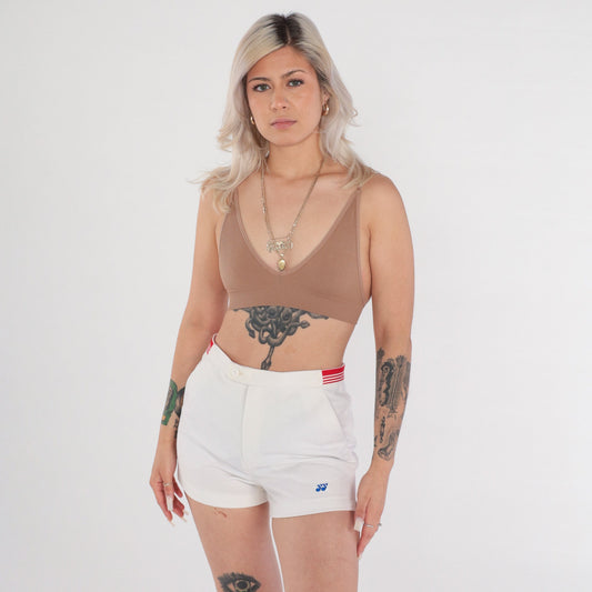 80s Yonex Tennis Shorts White Red Stripe High Waist Small