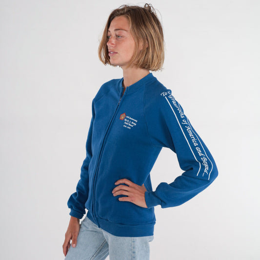 80s US Army Field Band 45th Anniversary Zip Sweatshirt Blue Raglan Small