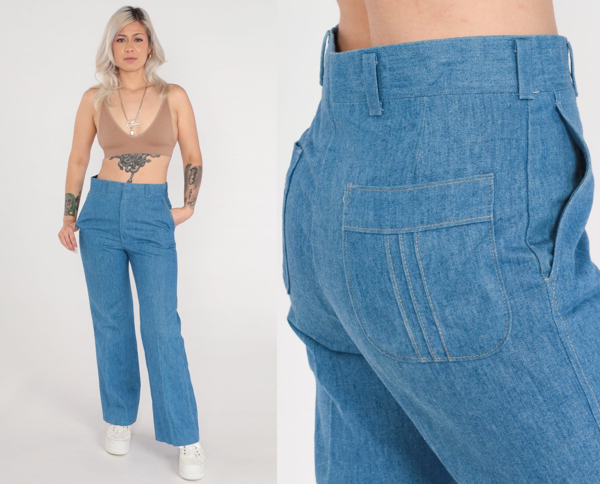 70s Haggar High Waist Straight Leg Jeans Blue Denim Small