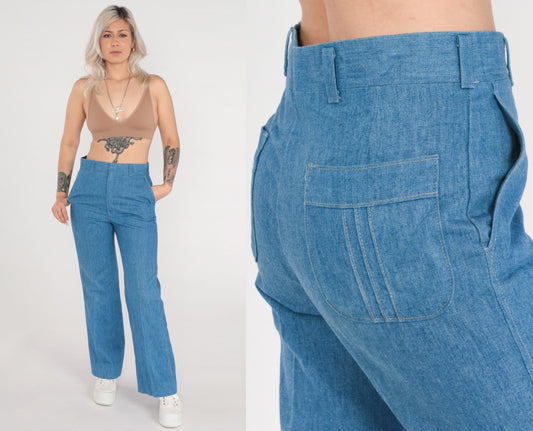 70s Haggar High Waist Straight Leg Jeans Blue Denim Small