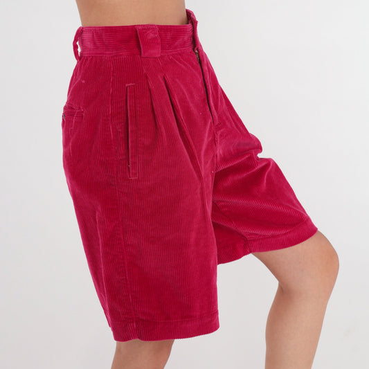 90s Liz Claiborne Pink Corduroy Shorts High Waist Pleated Small 6