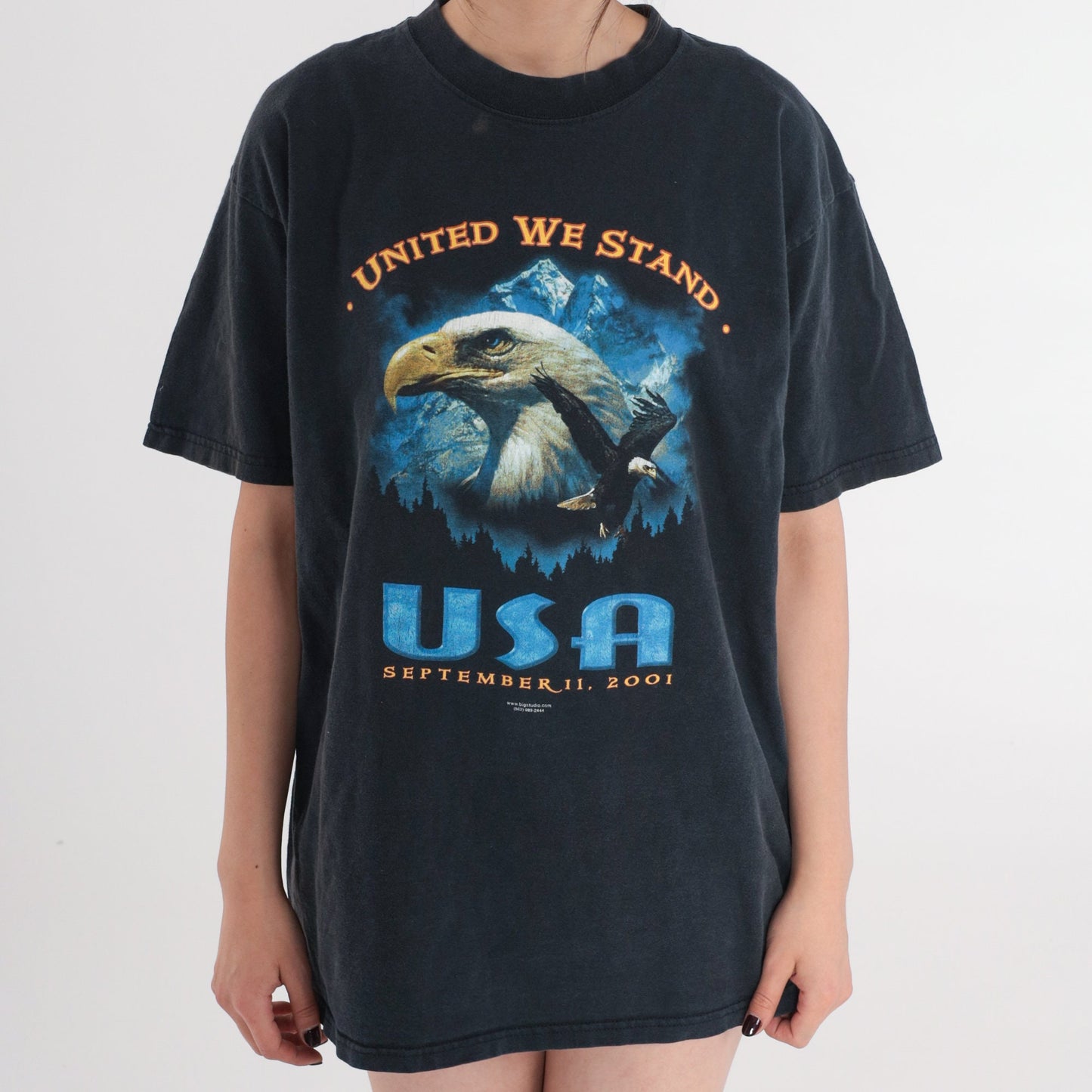 Y2K September 11 United We Stand Bald Eagle Graphic Tee Cotton Large L