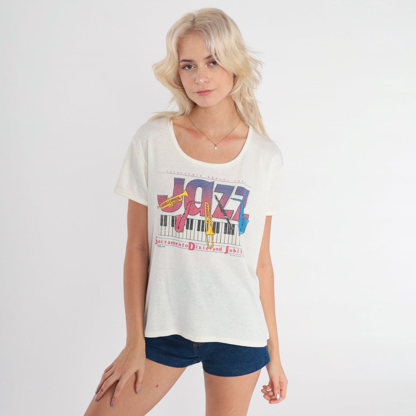 80s Sacramento Dixieland Jubilee Jazz Festival Graphic Tee Extra Large
