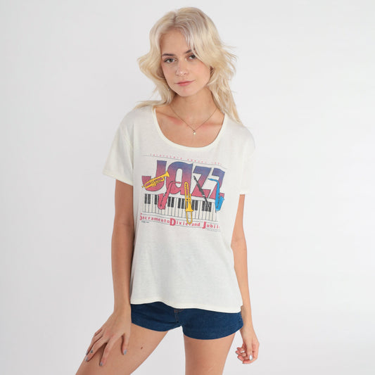 80s Sacramento Dixieland Jubilee Jazz Festival Graphic Tee Extra Large