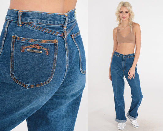 80s Brittana High Rise Boot Cut Jeans Blue Denim Small