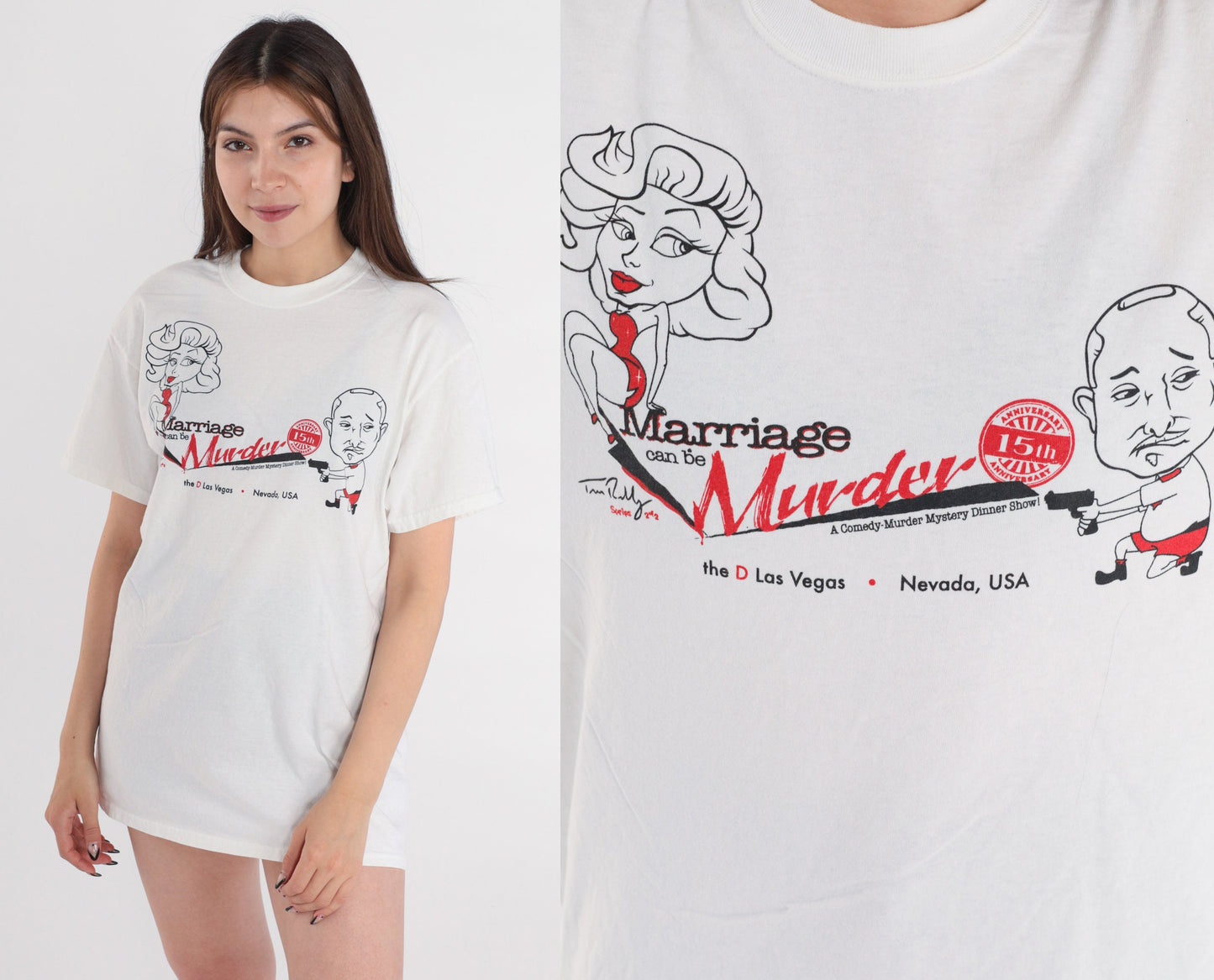90s Marriage Can Be Murder Las Vegas Dinner Show Graphic T-Shirt Medium