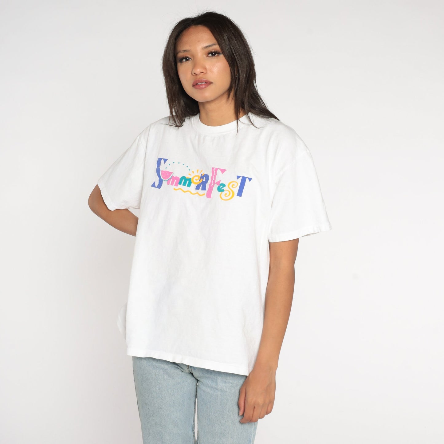90s Summerfest Milwaukee Music Festival Graphic Tee White Cotton Large L