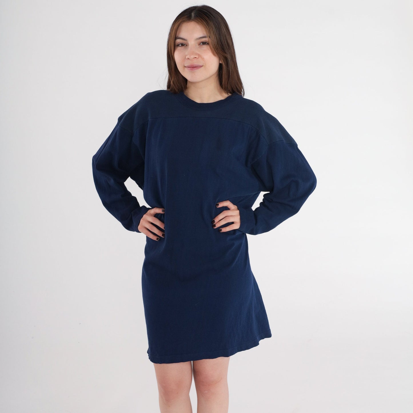80s Wilson Navy T-Shirt Dress Plain Tee Large XL