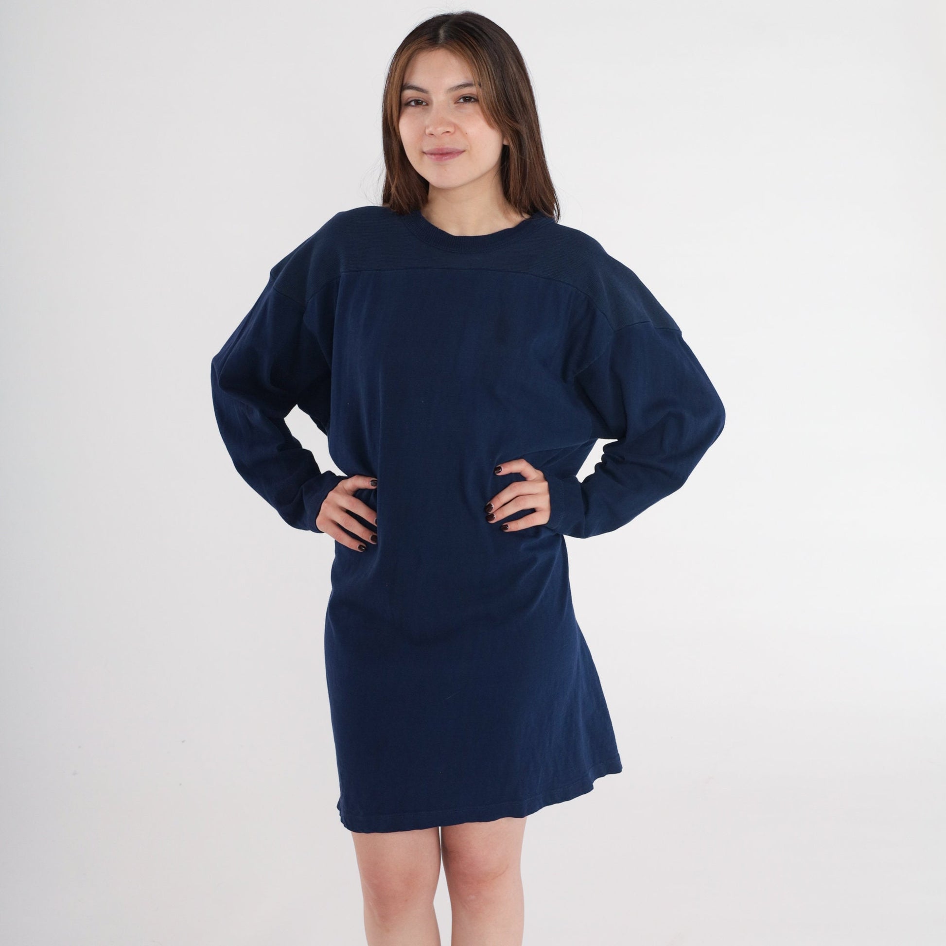 80s Wilson Navy T-Shirt Dress Plain Tee Large XL