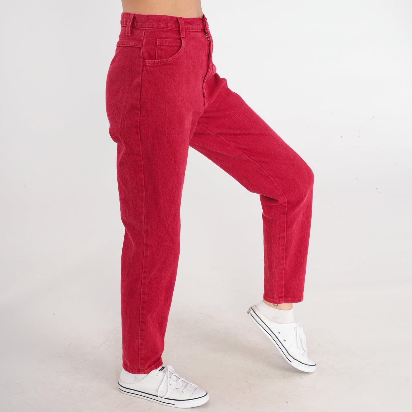 90s Forenza Red High-Waisted Mom Jeans Tapered Denim Small