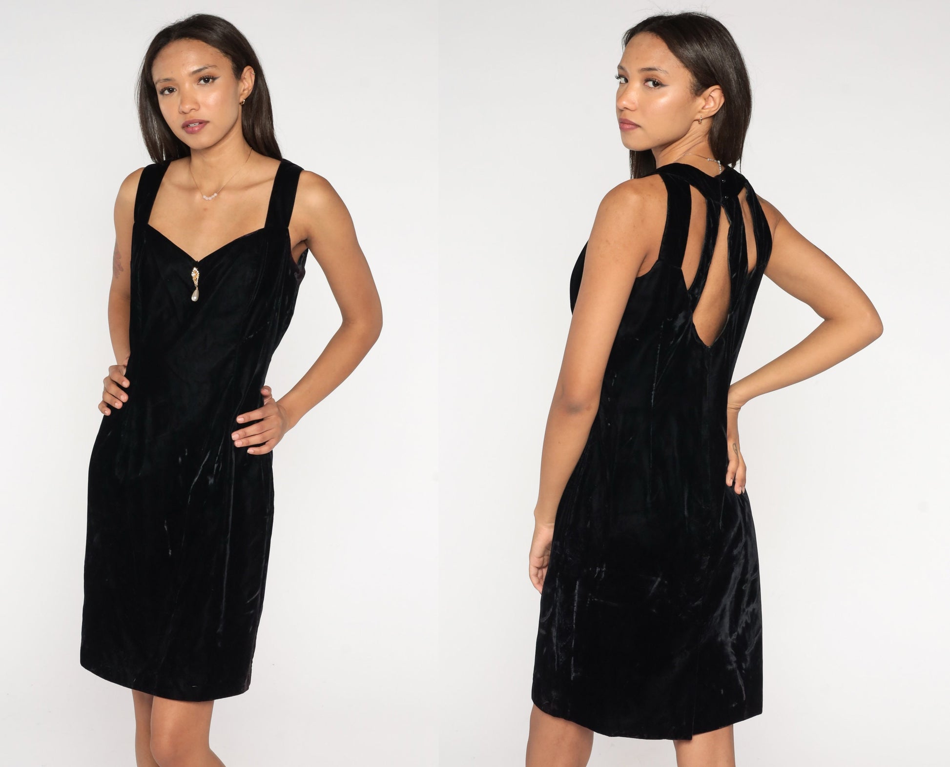 90s Jessica McClintock Black Velvet Mini Dress Beaded Sweetheart Neckline Medium