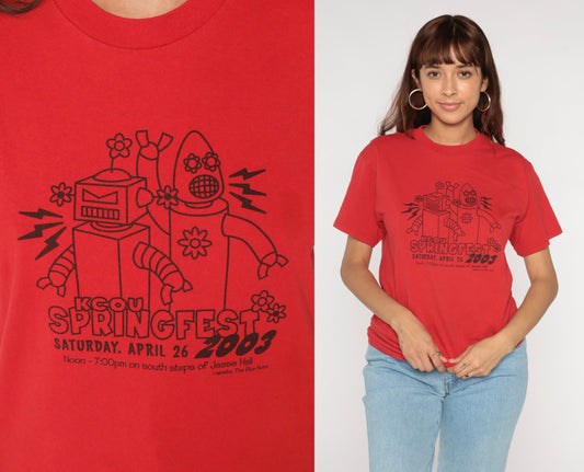 KCOU Springfest 2003 Music Festival T-Shirt Red Graphic Tee Medium