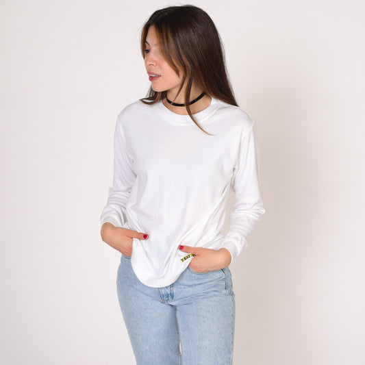 00s Very Warm Thermal Long Sleeve Shirt White Crew Neck Medium