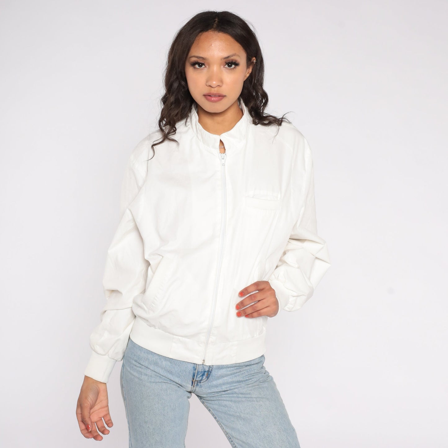 80s Members Only White Windbreaker Jacket Zip-Up Men's 38