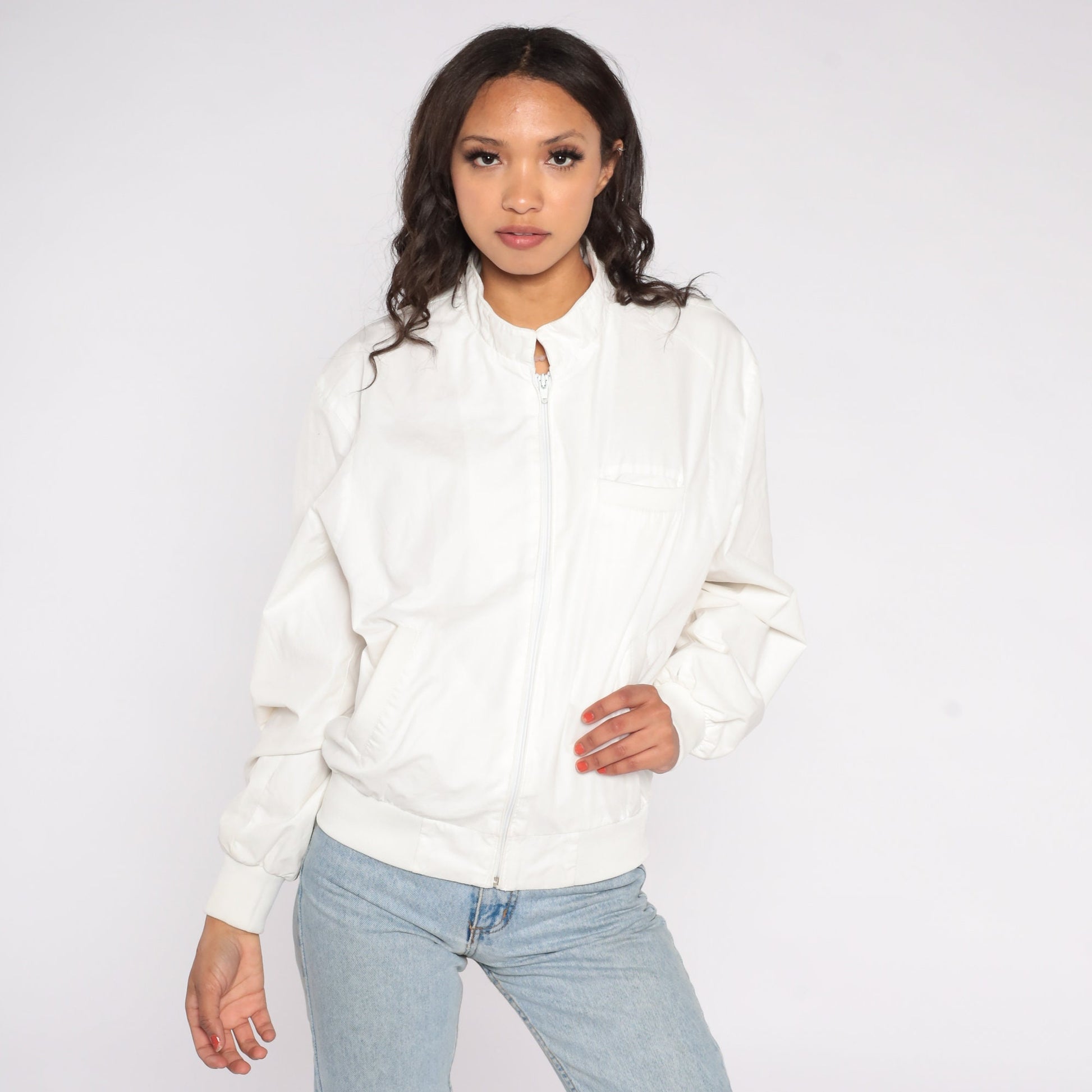 80s Members Only White Windbreaker Jacket Zip-Up Men's 38