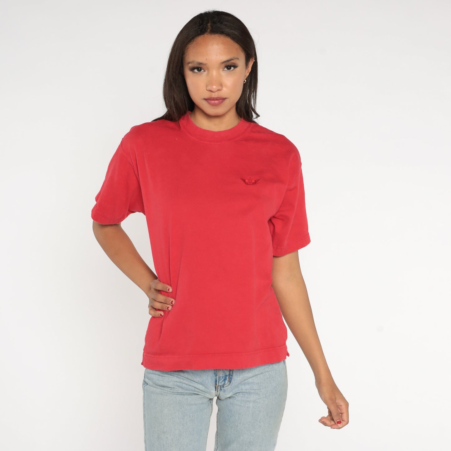 90s Dockers Red T-Shirt Embroidered Anchor Logo Cotton Tee Large