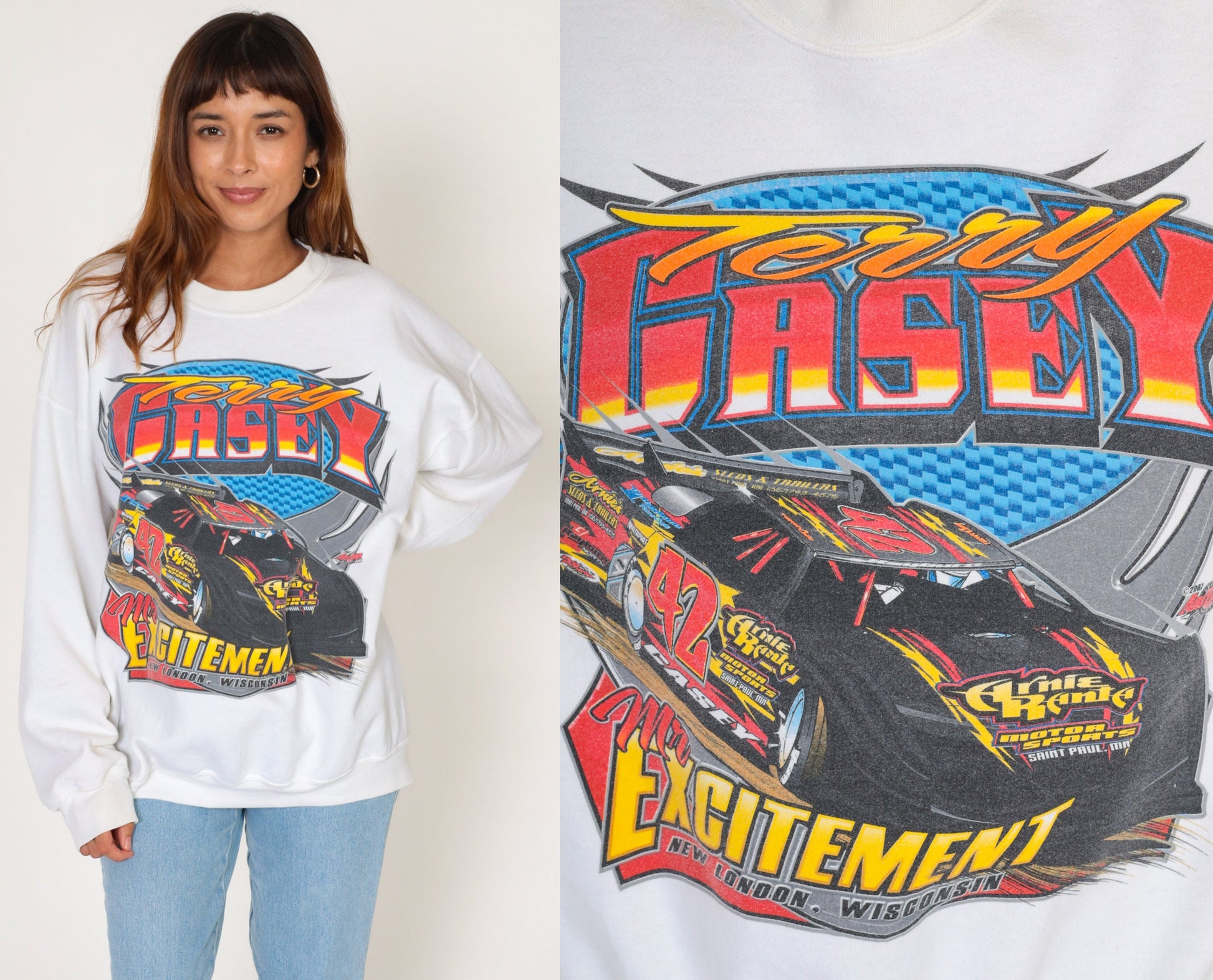 90s Terry Casey Mr Excitement Racing Sweatshirt Graphic Crewneck Extra Large