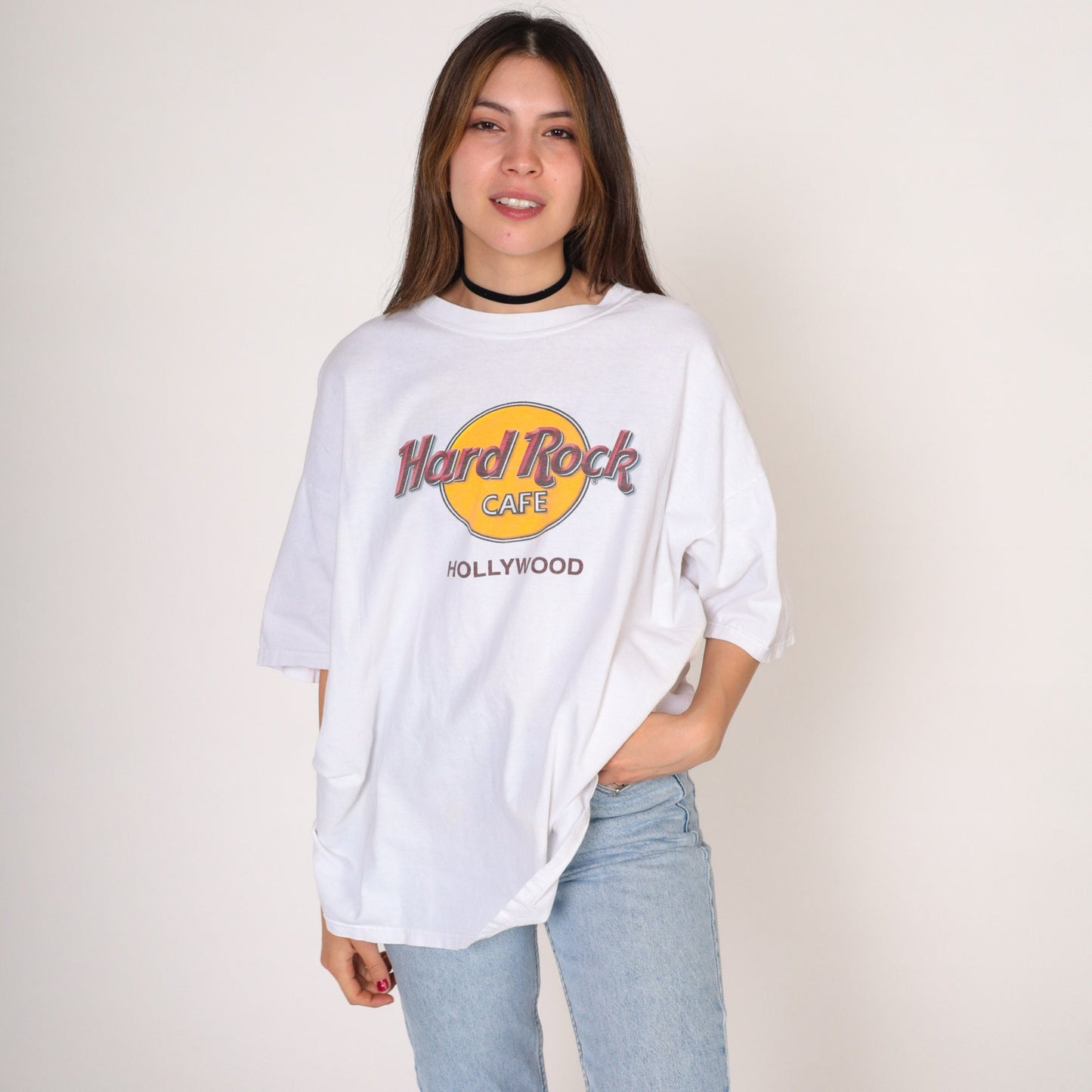 Hard Rock Cafe Hollywood 90s Graphic T-Shirt White Extra Large XL