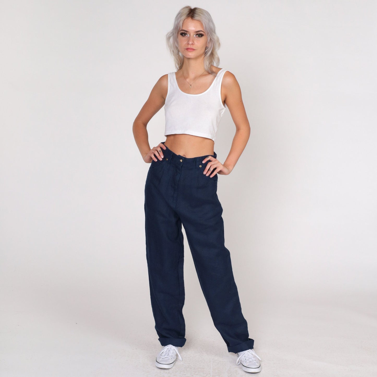 00s Ivy High-Waist Straight-Leg Dark Wash Jeans Medium M