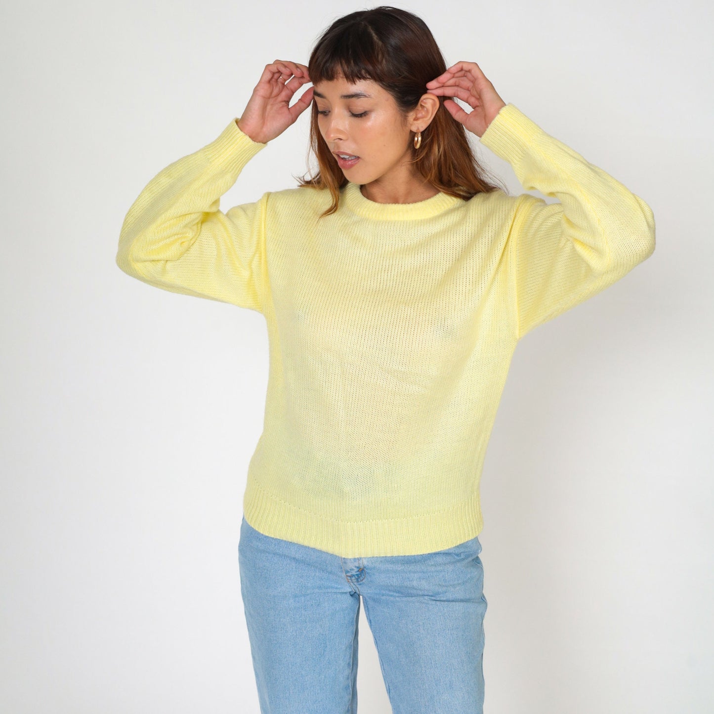 80s Monarch Knits Yellow Crew Neck Pullover Sweater Small