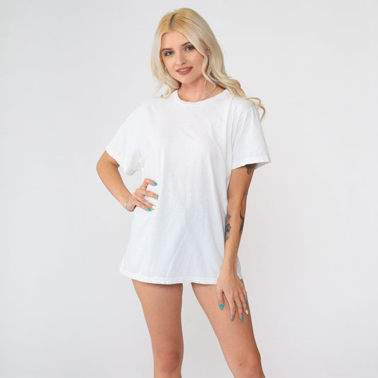 90s Polo Ralph Lauren Plain White Cotton T-Shirt Crew Neck Large