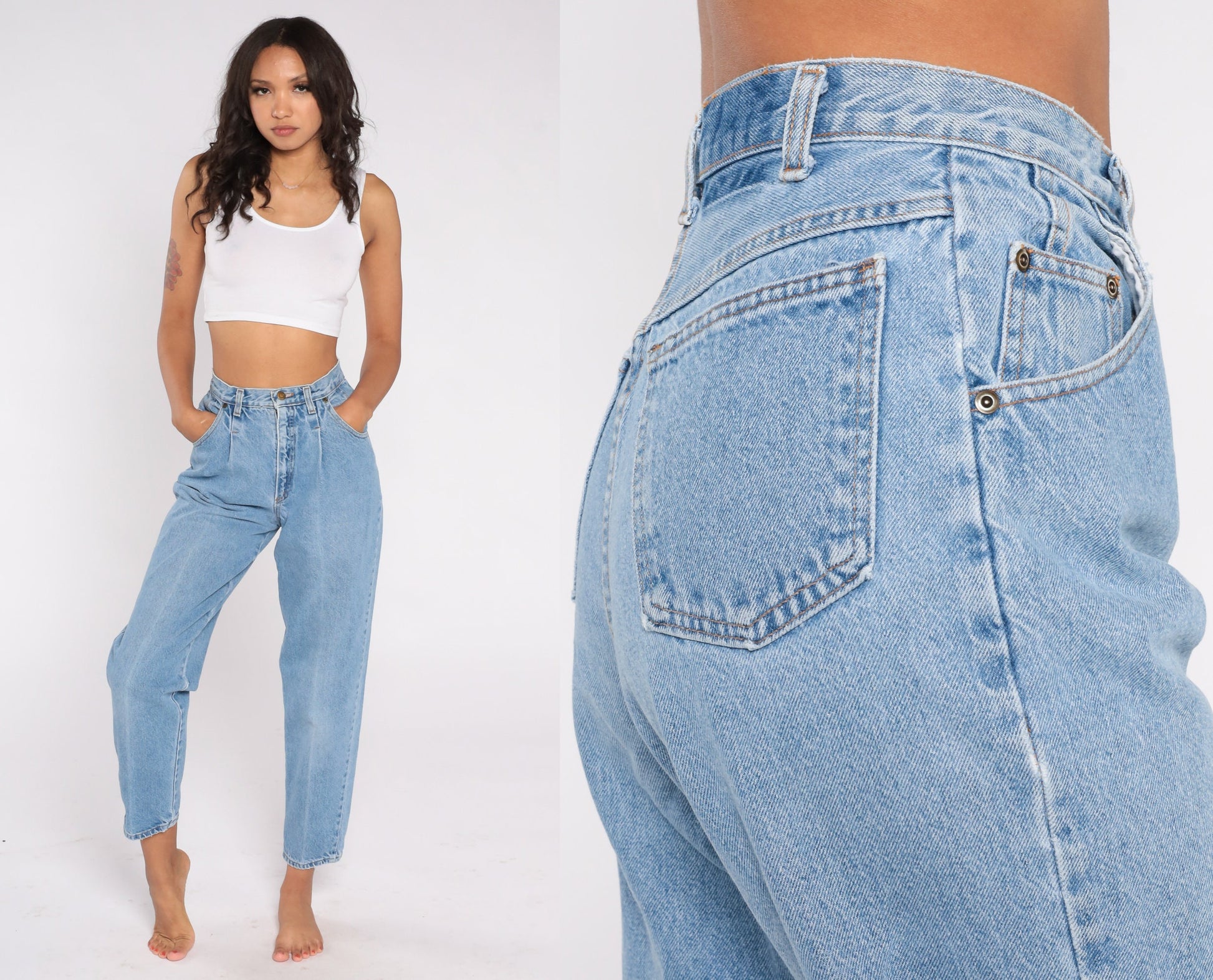 90s Vivaldi High Waist Tapered Denim Jeans Blue Straight Leg Extra Small